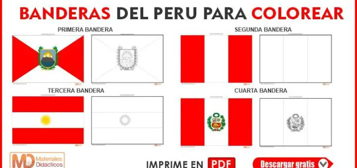 BANDERAS DEL PERU PARA COLOREAR Materiales Didacticos