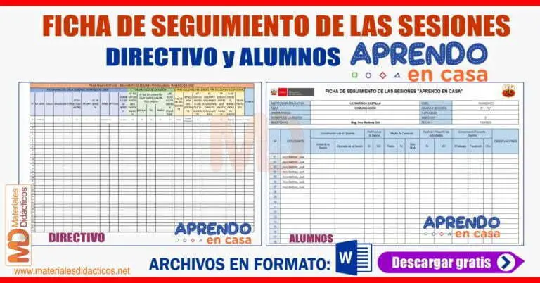 Ficha De Seguimiento De Las Sesiones Directivo Y Alumnos Aprendo En Casa Materiales Didacticos 4897