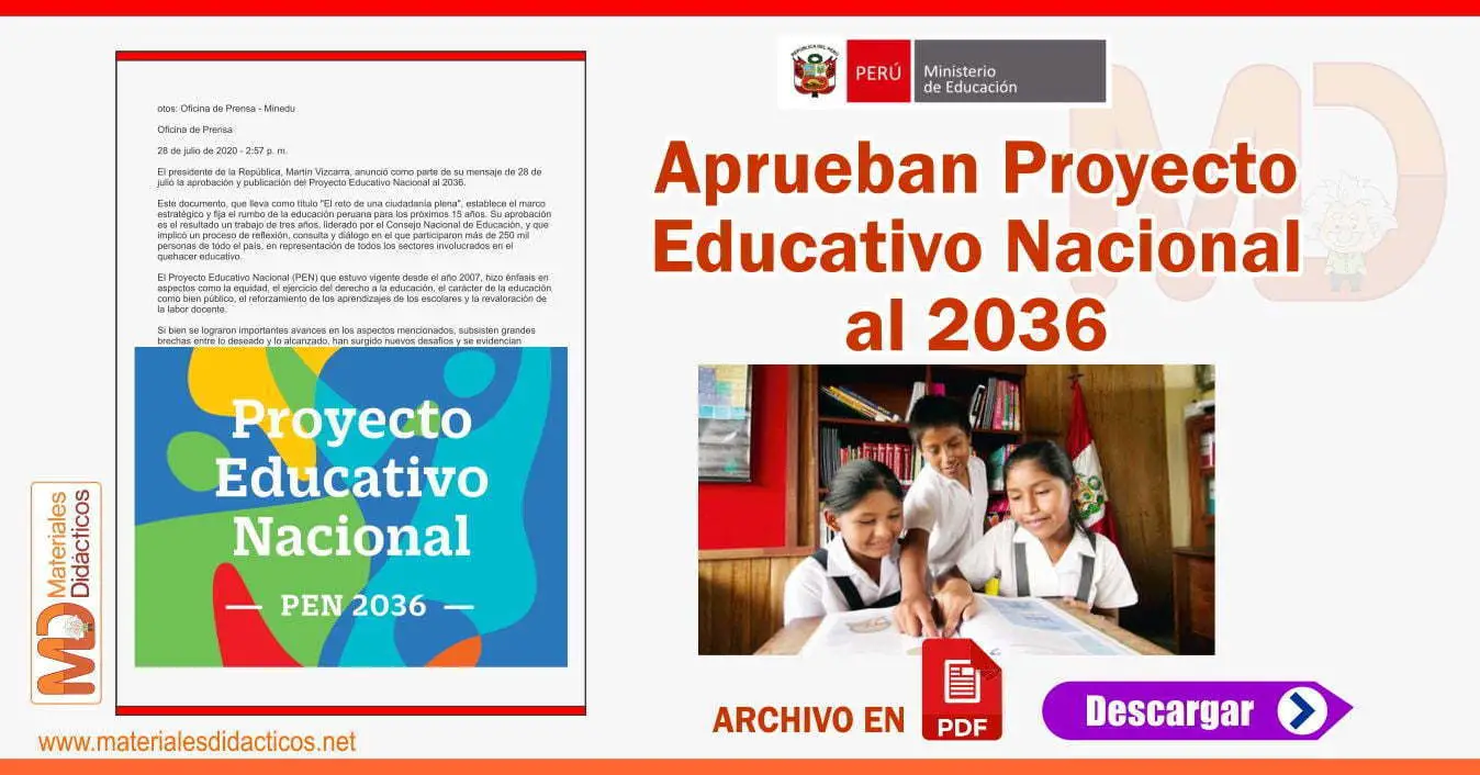 Aprueban Proyecto Educativo Nacional al 2036