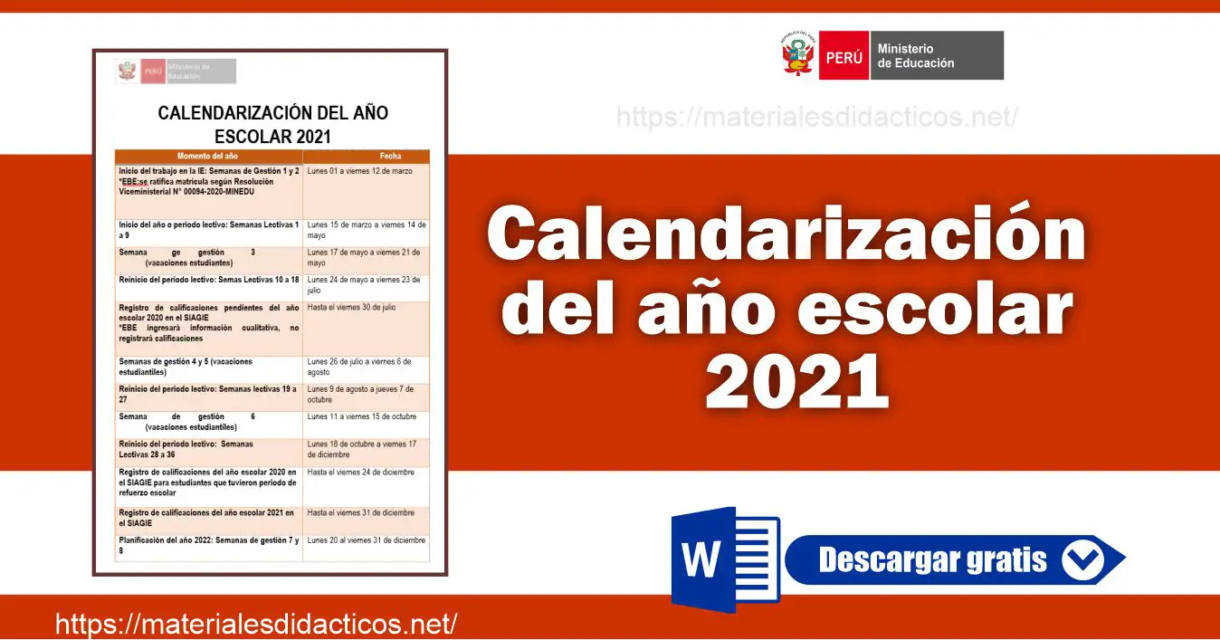 Calendarizacion del ano escolar 2021 minedu