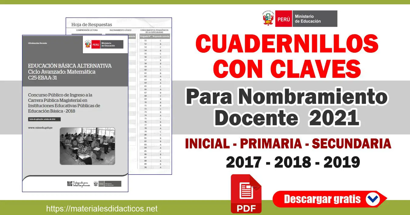 Colección de exámenes de Nombramiento Docente: 2017-2018-2019 Con Clave