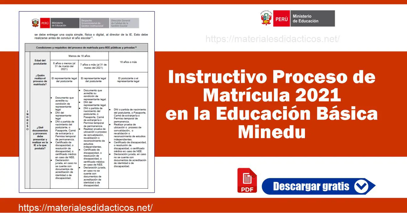 Instructivo Proceso de Matricula 2021 en la Educacion Basica Minedu