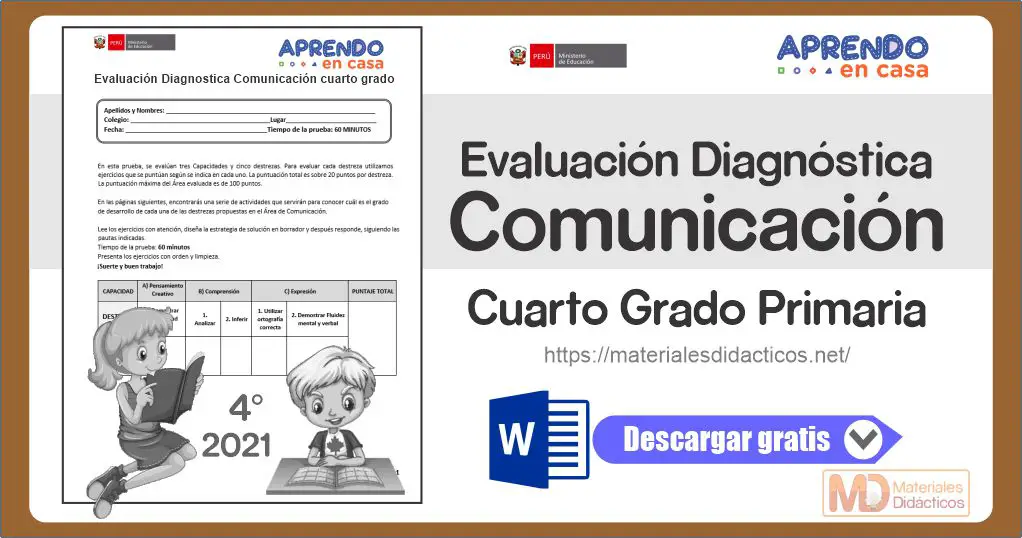 Evaluacion Diagnostica Comunicacion Cuarto Grado primaria md