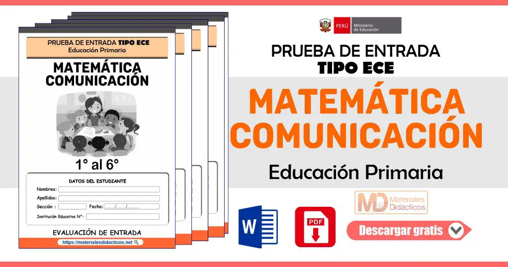 Prueba de entrada tipo ECE Matematica y Comunicacion Primaria md 1