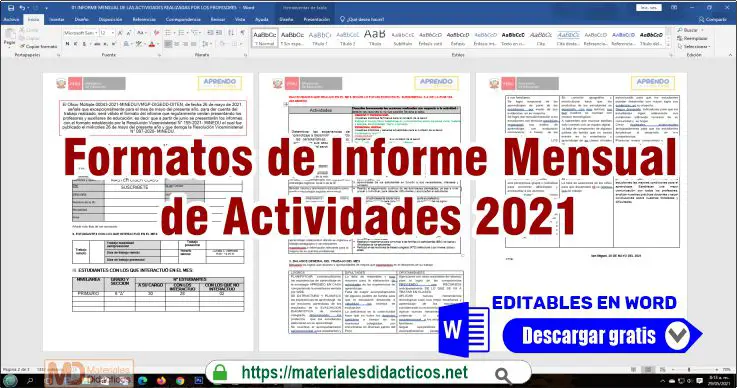 Formatos de Informe Mensual de Actividades 2021