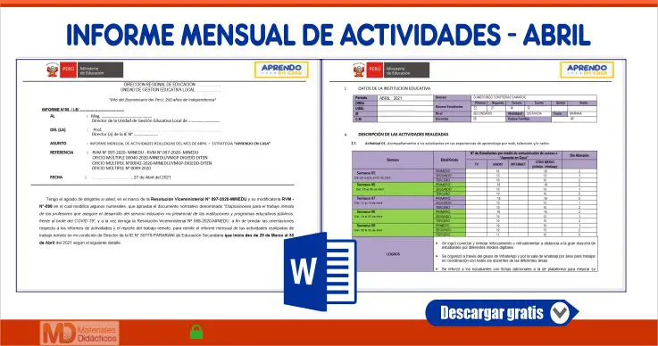 INFORME MENSUAL DE ACTIVIDADES ABRIL MD2