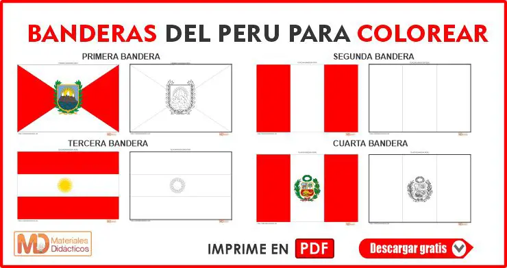 BANDERAS DEL PERU PARA COLOREAR