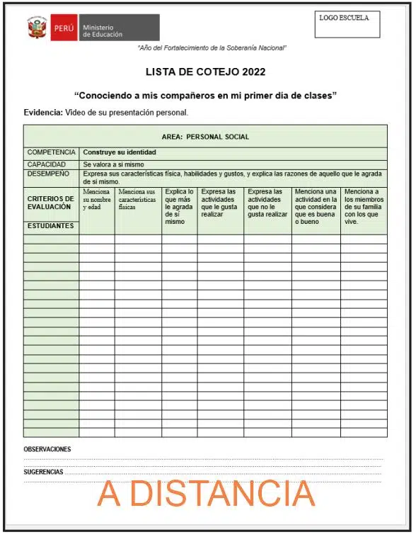 LSITA DE COTEJO 2022