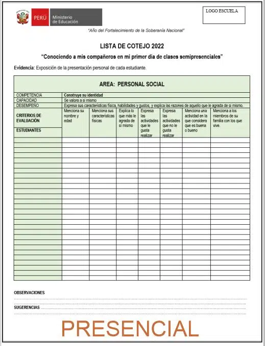 LSITA DE COTEJO 2022