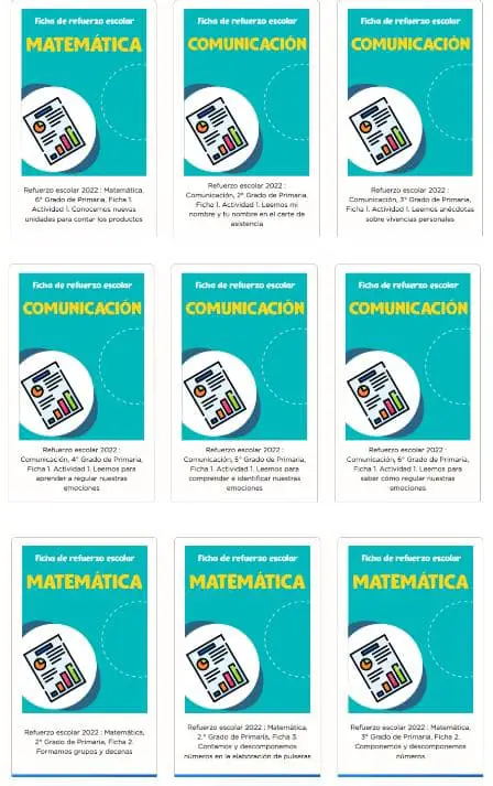 Fichas de Refuerzo Escolar Matemática y Comunicación Nivel Primaria