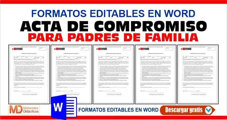 FORMATO DE ACTA DE COMPROMISO PARA PADRES DE FAMILIA EN WORD