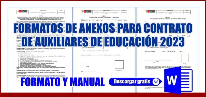 FORMATOS DE ANEXOS PARA CONTRATO DE AUXILIARES DE EDUCACION 2023
