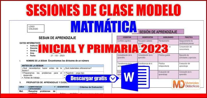 SESIONES DE CLASE MATEMÁTICA INICIAL Y PRIMARIA 2023