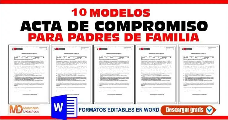 ACTA DE COMPROMISO PARA PADRES DE FAMILIA EN WORD