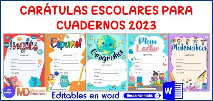 Caratulas Escolares para cuadernos 2023